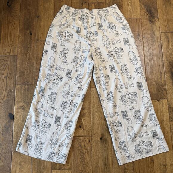 Abercrombie & Fitch Pull On Wide Leg Linen Blend Pants Italy Women's L Short - Picture 6 of 6